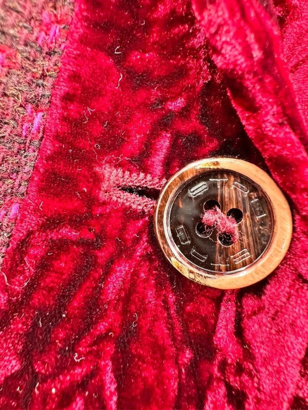 Etro Milano Red Patterned Wool Blend Jacket With Velvet Trim Size 46/Large - Picture 8 of 11